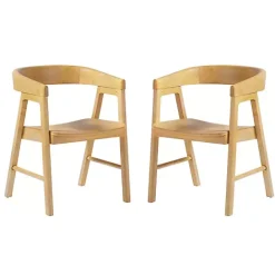 Hot Kirklands Home Natural Rounded Modern Dining Chairs, Set of 2 Tan