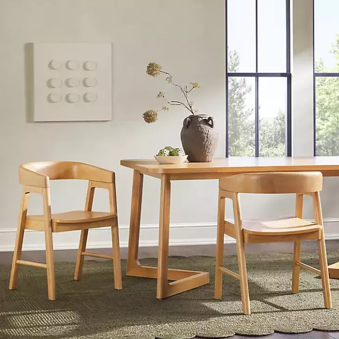 Hot Kirklands Home Natural Rounded Modern Dining Chairs, Set of 2 Tan