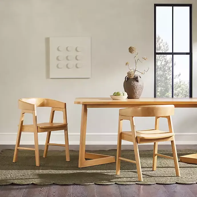 Hot Kirklands Home Natural Rounded Modern Dining Chairs, Set of 2 Tan