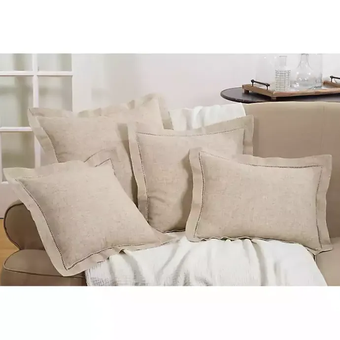 Best Kirklands Home Natural Rustic Hemstitched Throw Pillow Tan