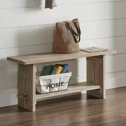 Sale Kirklands Home Natural Rustic Whitewashed Mango Wood Bench Tan