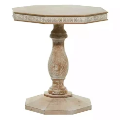 Kirklands Home Natural Rustic Wood Octagon Accent Table