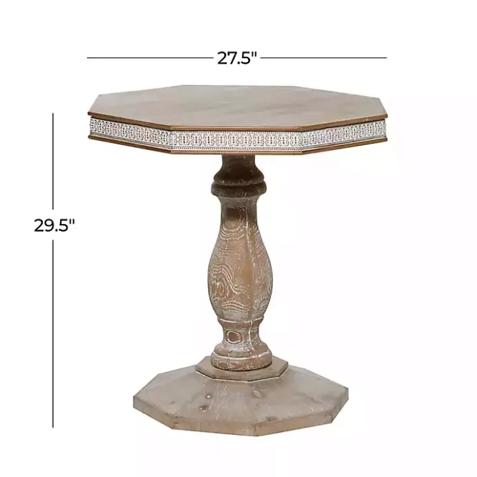 Kirklands Home Natural Rustic Wood Octagon Accent Table