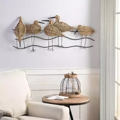 Sale Kirklands Home Natural Seagrass and Metal Birds Wall Plaque