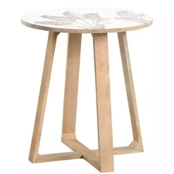 Outlet Kirklands Home Natural Seaside Tropical Leaves Accent Table