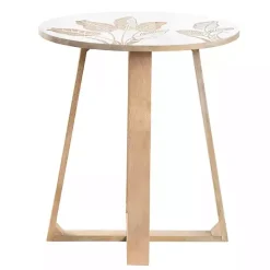 Outlet Kirklands Home Natural Seaside Tropical Leaves Accent Table
