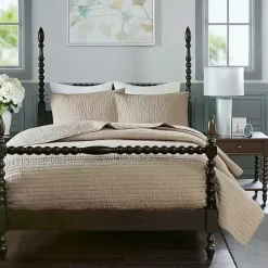 Discount Kirklands Home Natural Serene Quilted 3-pc. Queen Coverlet Set Tan