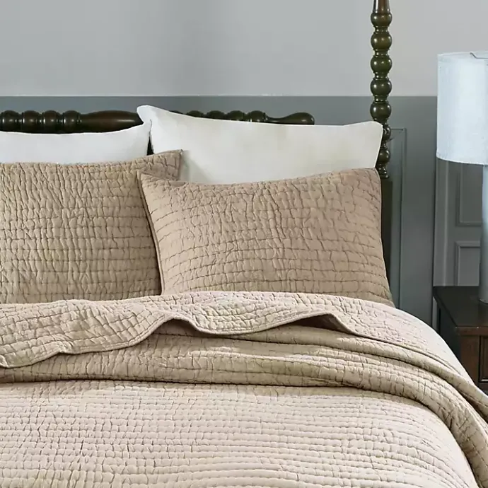Discount Kirklands Home Natural Serene Quilted 3-pc. Queen Coverlet Set Tan
