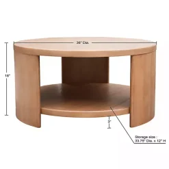 Kirklands Home Natural Skye Round Coffee Table Tan