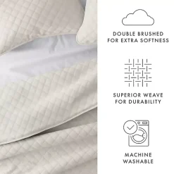 Clearance Kirklands Home Natural Stitched Diamond 2-pc. Twin Quilt Set Ivory