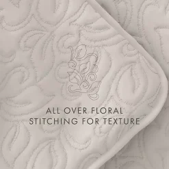 Hot Kirklands Home Natural Stitched Floral 3-pc. Queen Quilt Set Ivory