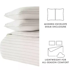 Best Kirklands Home Natural Stitched Stripes 3-pc. King Quilt Set