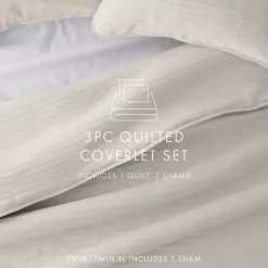 Best Kirklands Home Natural Stitched Stripes 3-pc. King Quilt Set