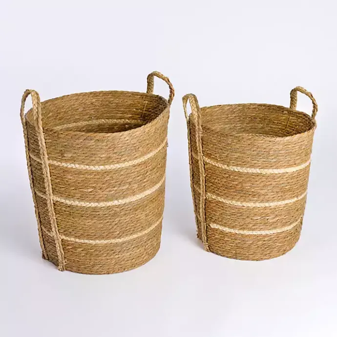 Outlet Kirklands Home Natural Striped Baskets, Set of 2 Tan