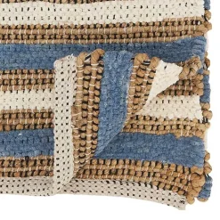 Best Kirklands Home Natural Tan and Blue Striped Table Runner