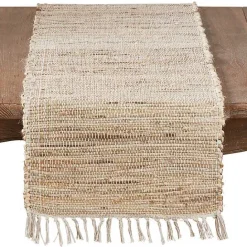Hot Kirklands Home Natural Tasseled Chindi Outdoor Table Runner Tan