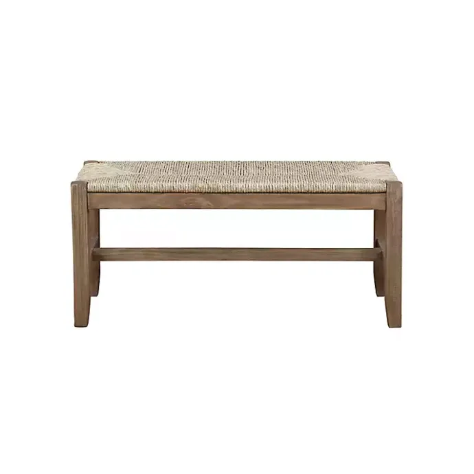 Hot Kirklands Home Natural Twisted Seagrass and Wood Bench Tan