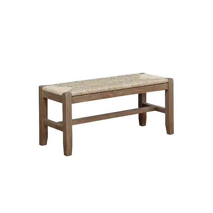 Hot Kirklands Home Natural Twisted Seagrass and Wood Bench Tan