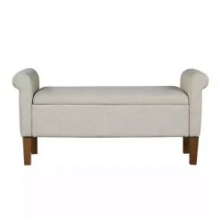 Best Kirklands Home Natural Upholstered Aubrey Storage Bench Ivory