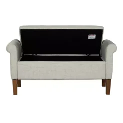 Best Kirklands Home Natural Upholstered Aubrey Storage Bench Ivory