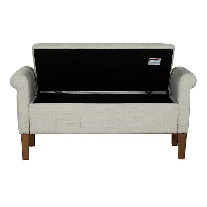 Best Kirklands Home Natural Upholstered Aubrey Storage Bench Ivory