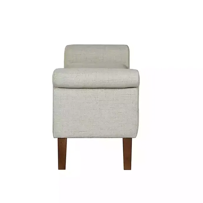 Best Kirklands Home Natural Upholstered Aubrey Storage Bench Ivory