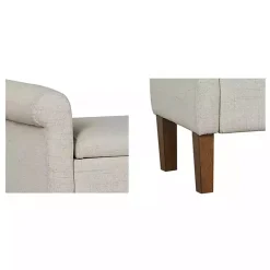 Best Kirklands Home Natural Upholstered Aubrey Storage Bench Ivory