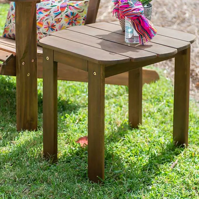 Best Kirklands Home Natural Warren Adirondack Outdoor Accent Table Brown
