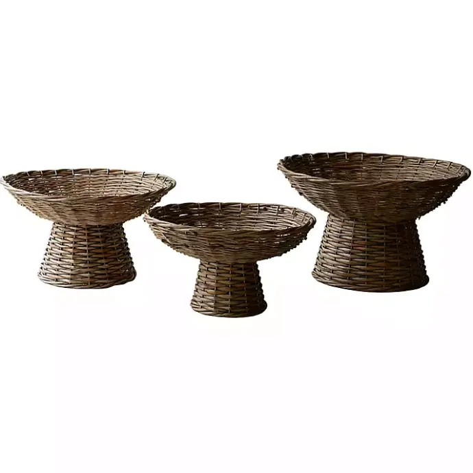 Discount Kirklands Home Natural Wicker Compote Bowls, Set of 3 Tan