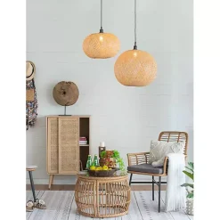 Clearance Kirklands Home Natural Wide Woven Bamboo Globe Pendant Light