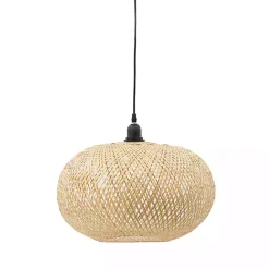 Clearance Kirklands Home Natural Wide Woven Bamboo Globe Pendant Light