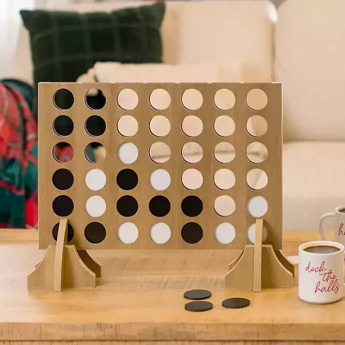 Clearance Kirklands Home Natural Wood 4 in a Row Game Tan