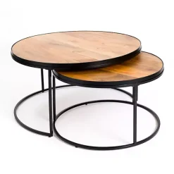 Outlet Kirklands Home Natural Wood & Metal 2-pc. Coffee Table Set Tan