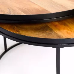 Outlet Kirklands Home Natural Wood & Metal 2-pc. Coffee Table Set Tan