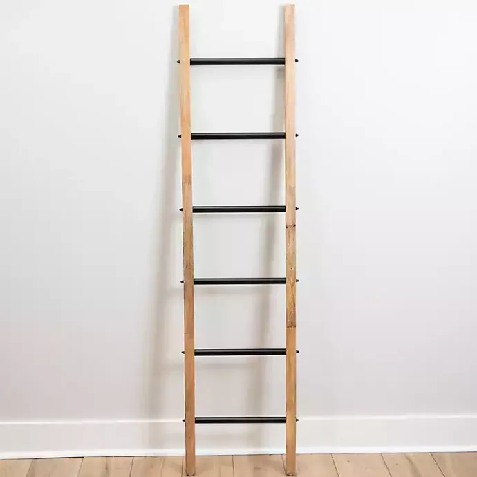 Clearance Kirklands Home Natural Wood and Black Metal Ladder