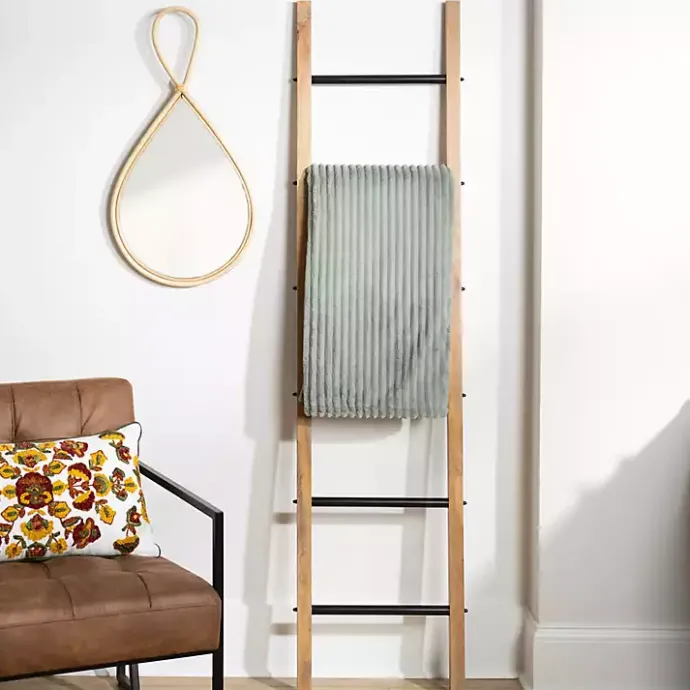 Clearance Kirklands Home Natural Wood and Black Metal Ladder