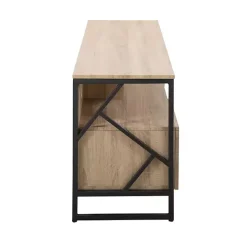 Best Kirklands Home Natural Wood and Black Steel Media Sd Tan