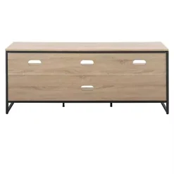 Best Kirklands Home Natural Wood and Black Steel Media Sd Tan