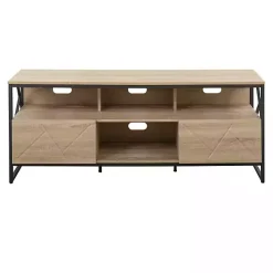 Best Kirklands Home Natural Wood and Black Steel Media Sd Tan