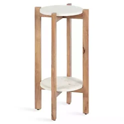 Online Kirklands Home Natural Wood and Marble Moxley Accent Table