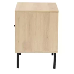 Clearance Kirklands Home Natural Wood and Metal Storage Shelf Nightsd Tan