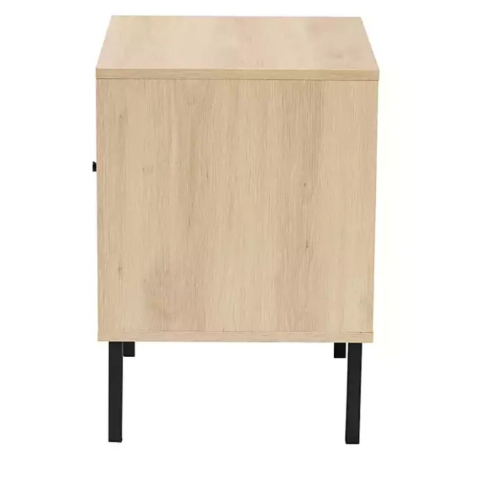 Clearance Kirklands Home Natural Wood and Metal Storage Shelf Nightsd Tan