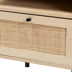 Clearance Kirklands Home Natural Wood and Metal Storage Shelf Nightsd Tan