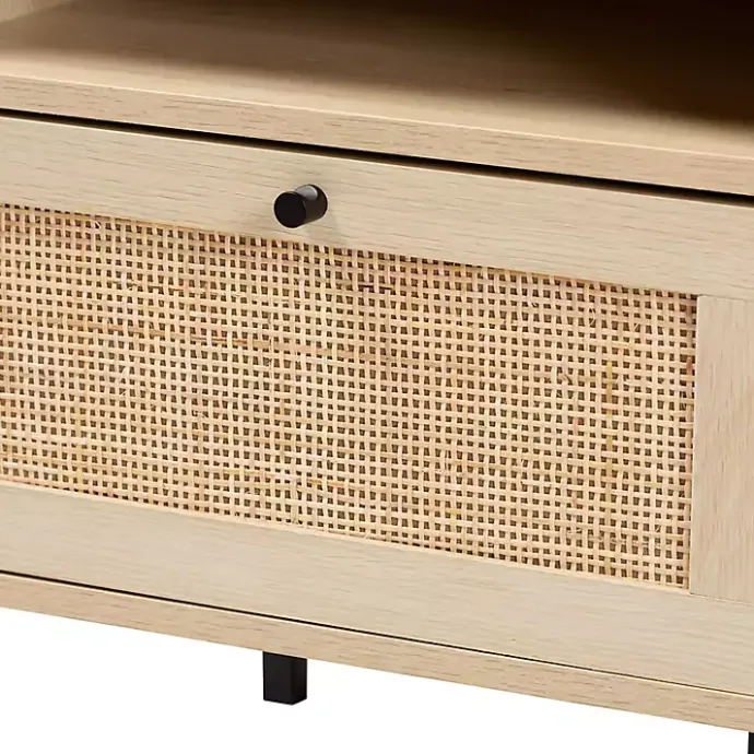 Clearance Kirklands Home Natural Wood and Metal Storage Shelf Nightsd Tan