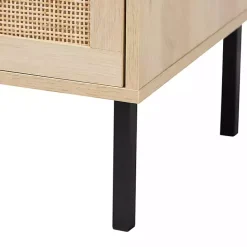 Clearance Kirklands Home Natural Wood and Metal Storage Shelf Nightsd Tan