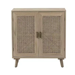 Sale Kirklands Home Natural Wood and Rattan Carpinteria Cabinet Brown