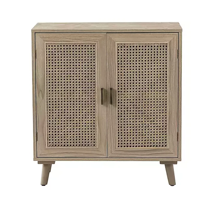 Sale Kirklands Home Natural Wood and Rattan Carpinteria Cabinet Brown