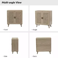 Sale Kirklands Home Natural Wood and Rattan Carpinteria Cabinet Brown