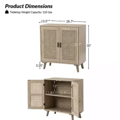 Sale Kirklands Home Natural Wood and Rattan Carpinteria Cabinet Brown