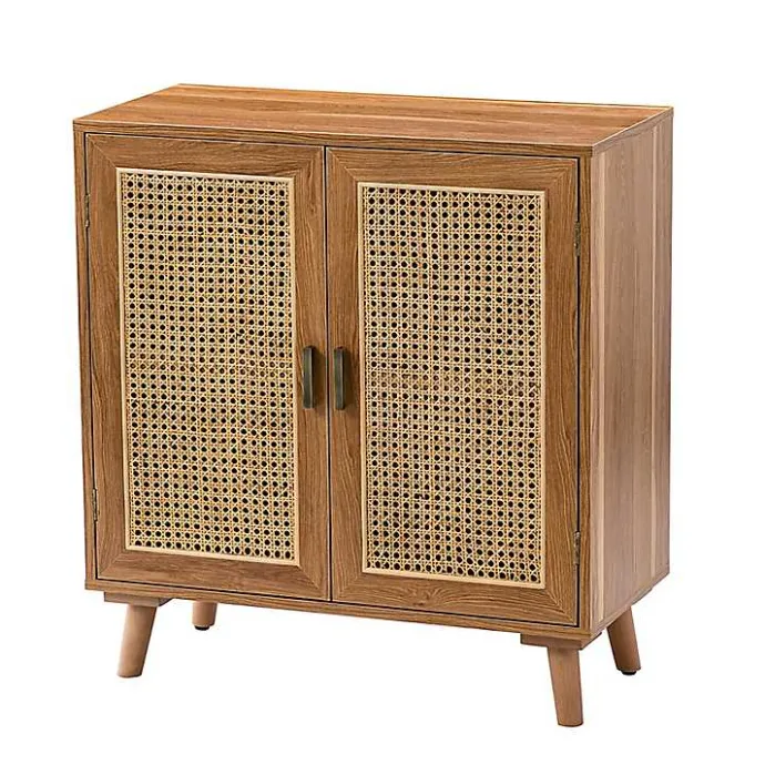 Sale Kirklands Home Natural Wood and Rattan 2-Door Cabinet Brown